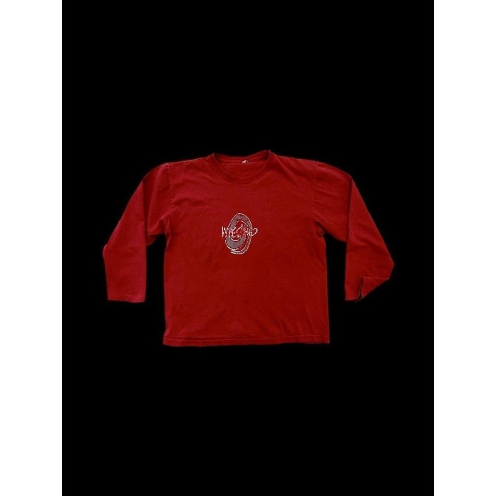 90's Vintage Mossimo Long Sleeve Shirt Mens‎ Medium Cropped Altered Red Y2K
